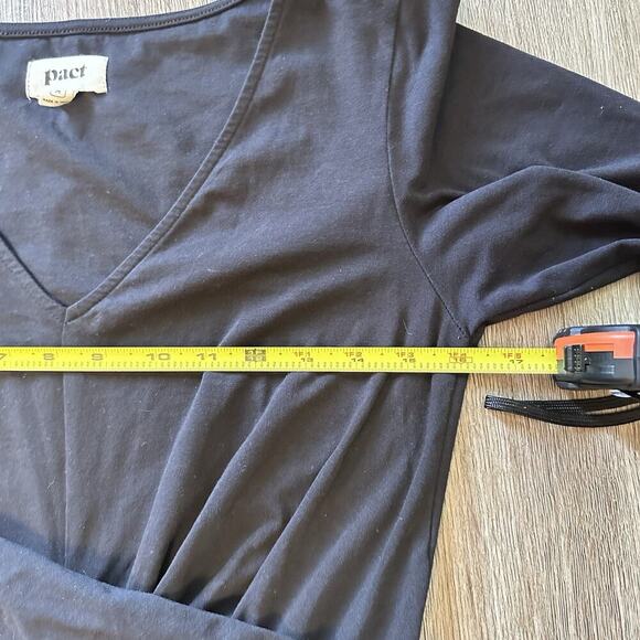 Pact Revive Wrap Front Midi Dress Black Sz M Minimalist Organic Cotton blend - Picture 5 of 7